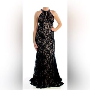 Nightway Mesh Lace Evening Dress.